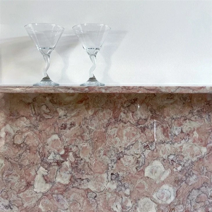 Pink Shell Marble Dinner Side Cabinet