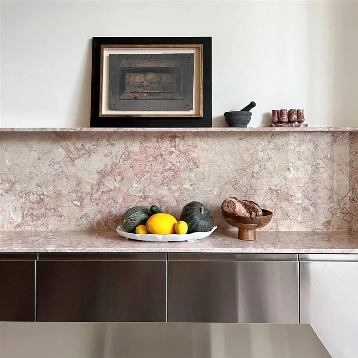 Pink Shell Marble Dinner Side Cabinet